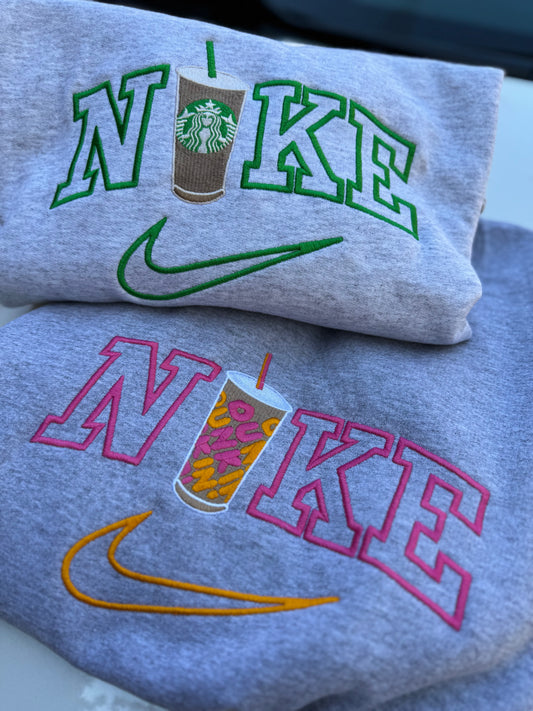 ☕ N!KE-Inspired Embroidered – Custom Drink Edition - COMFORT COLORS