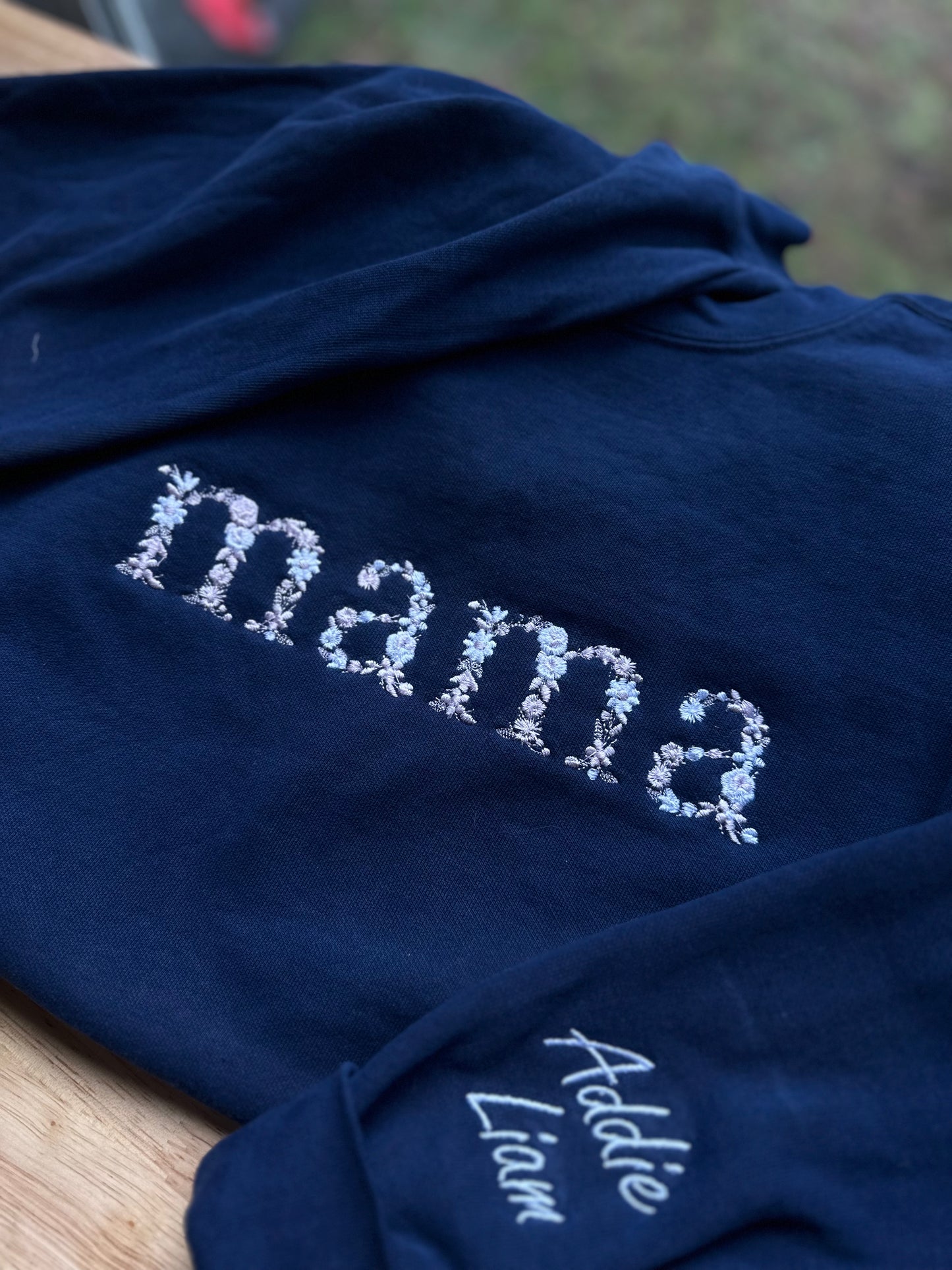 Floral Name Embroidered Sweatshirt / Tee – Customizable