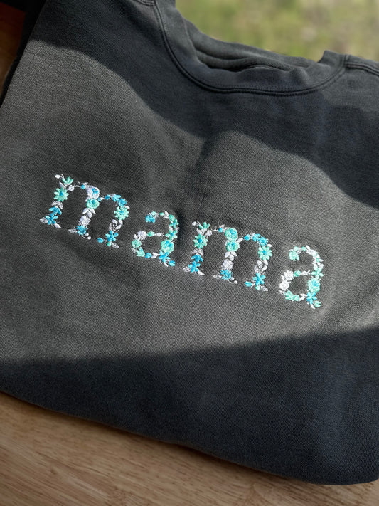 Floral Name Embroidered Sweatshirt / Tee – Customizable