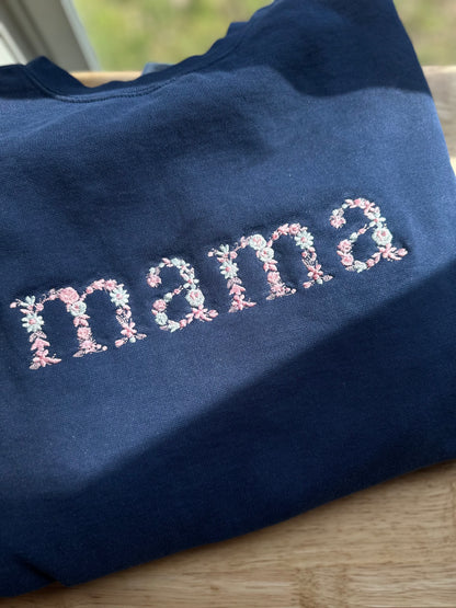 Floral Name Embroidered Sweatshirt / Tee – Customizable