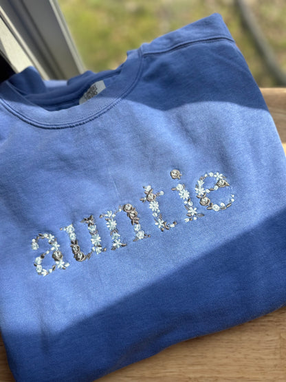Floral Name Embroidered Sweatshirt / Tee – Customizable